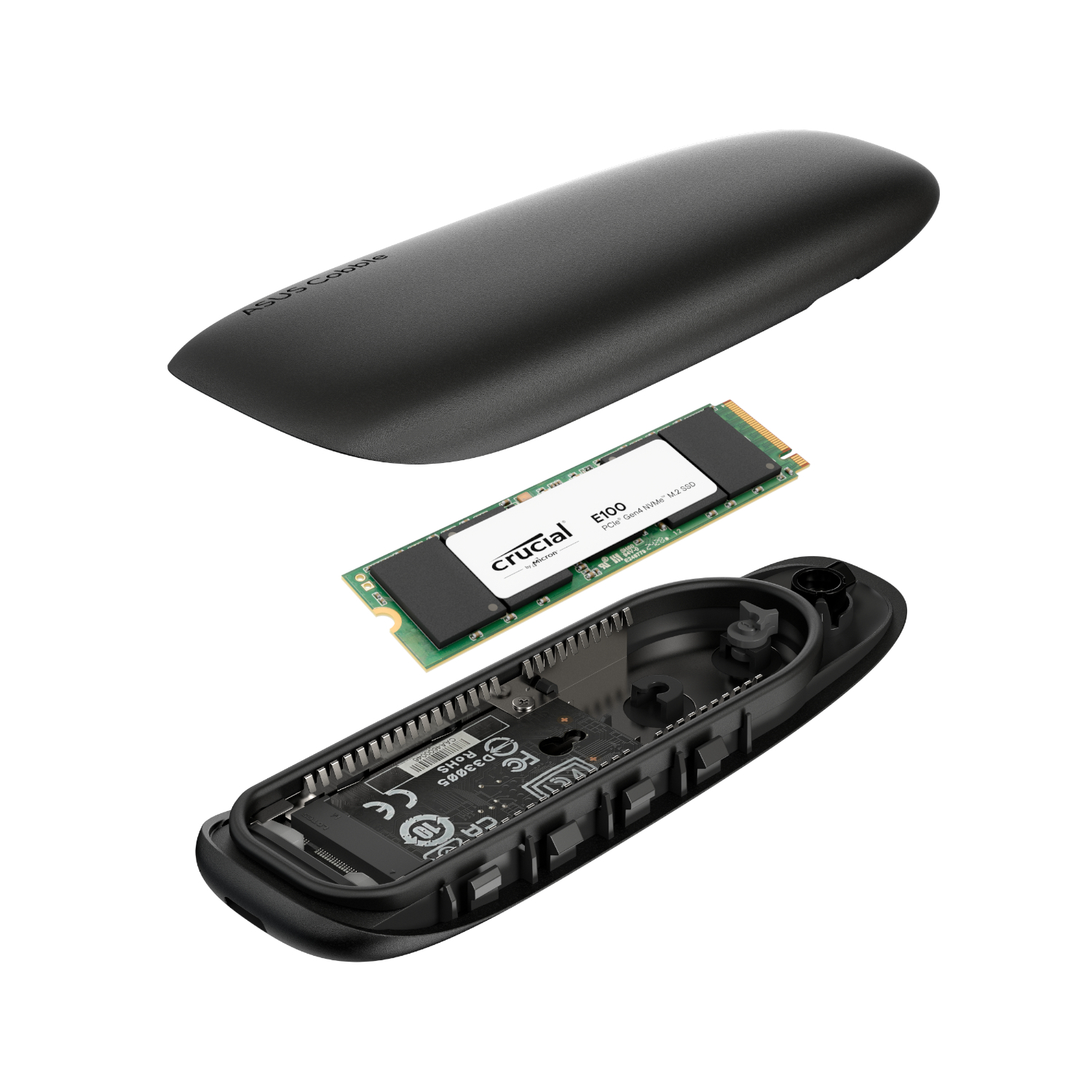 2TB Asus Cobble M.2 SSD Type-C Enclosure and Crucial E100 NVMe Bundle - Black - Image 5