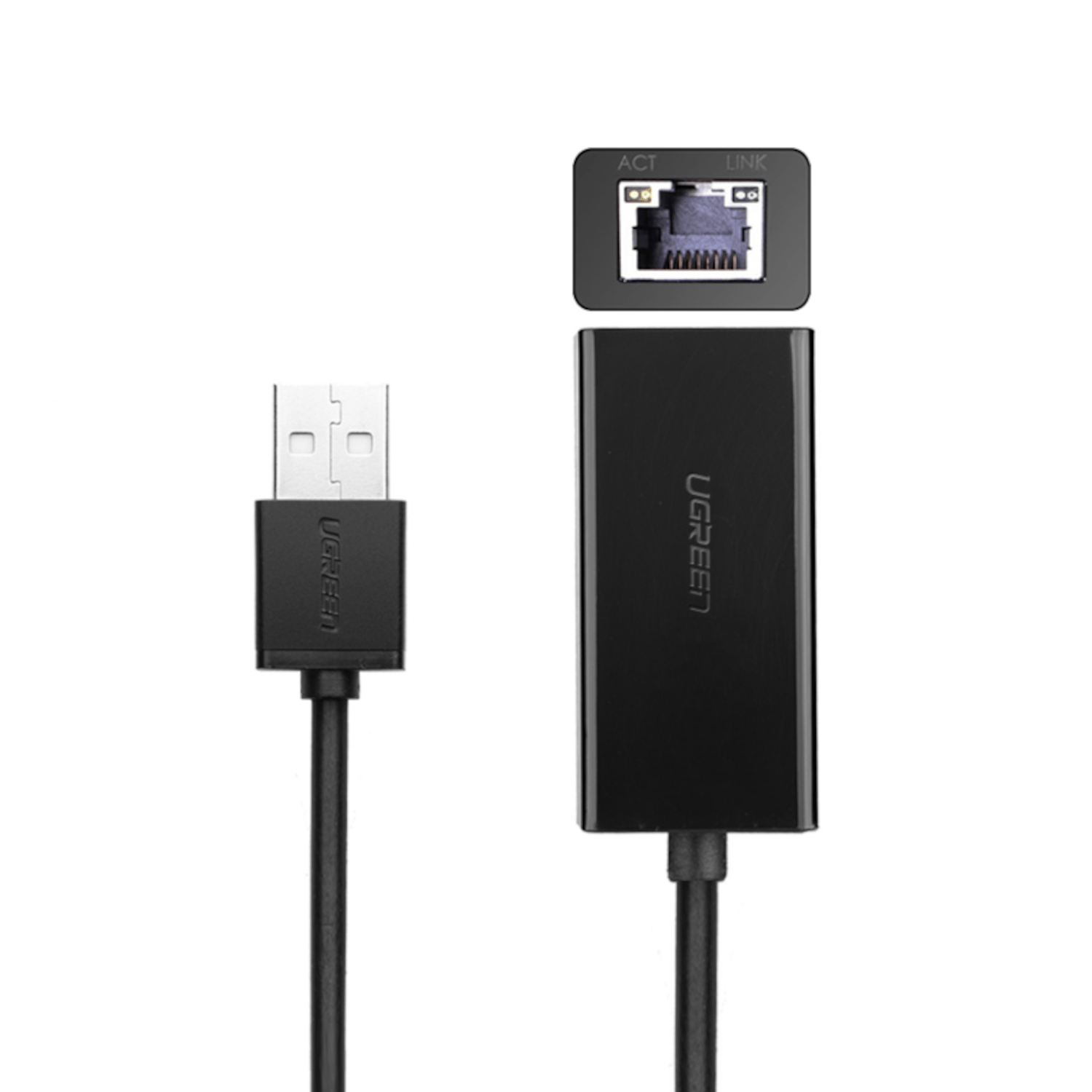 UGREEN CR110 Ethernet Adapter | USB 2.0 to RJ45 - Black - Image 2