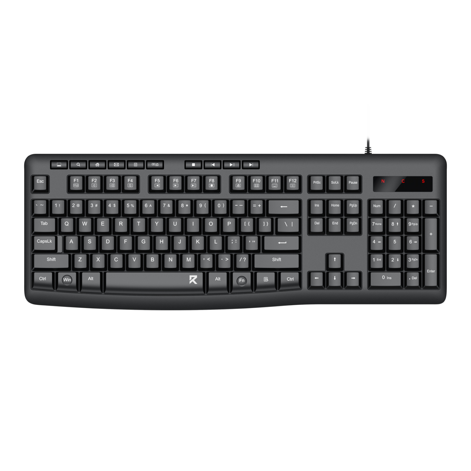 Redragon BK-7366 Full-size Ergonomic Wired Membrane Office Keyboard - Black