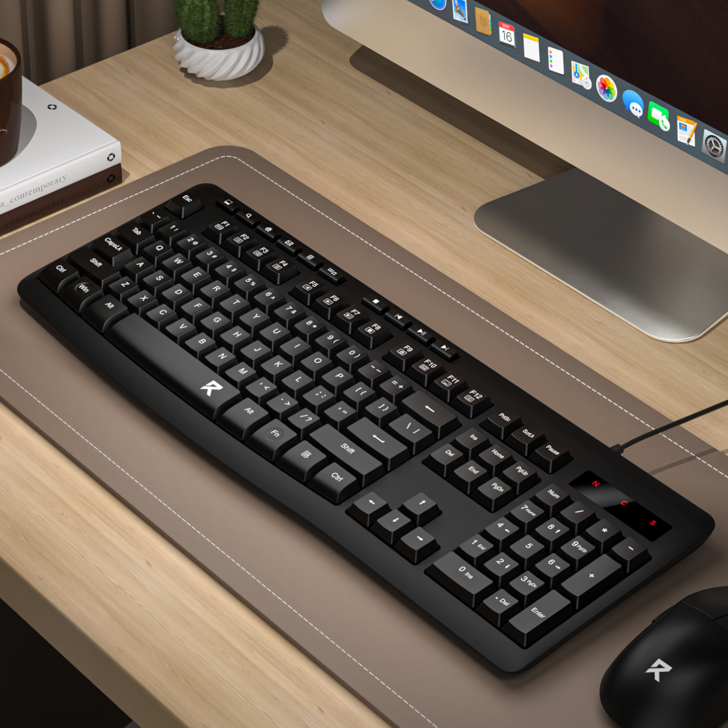 Redragon BK-7366 Full-size Ergonomic Wired Membrane Office Keyboard - Black - Image 5
