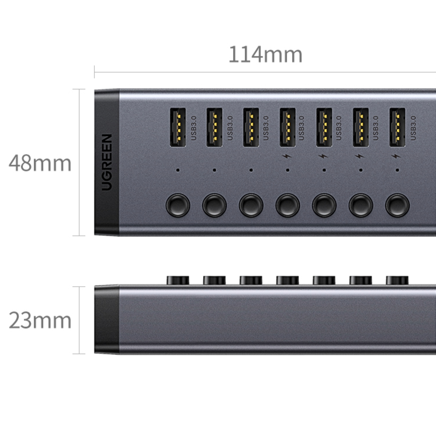 UGREEN 7 in 1 USB 3.0 Hub-Grey - Image 4