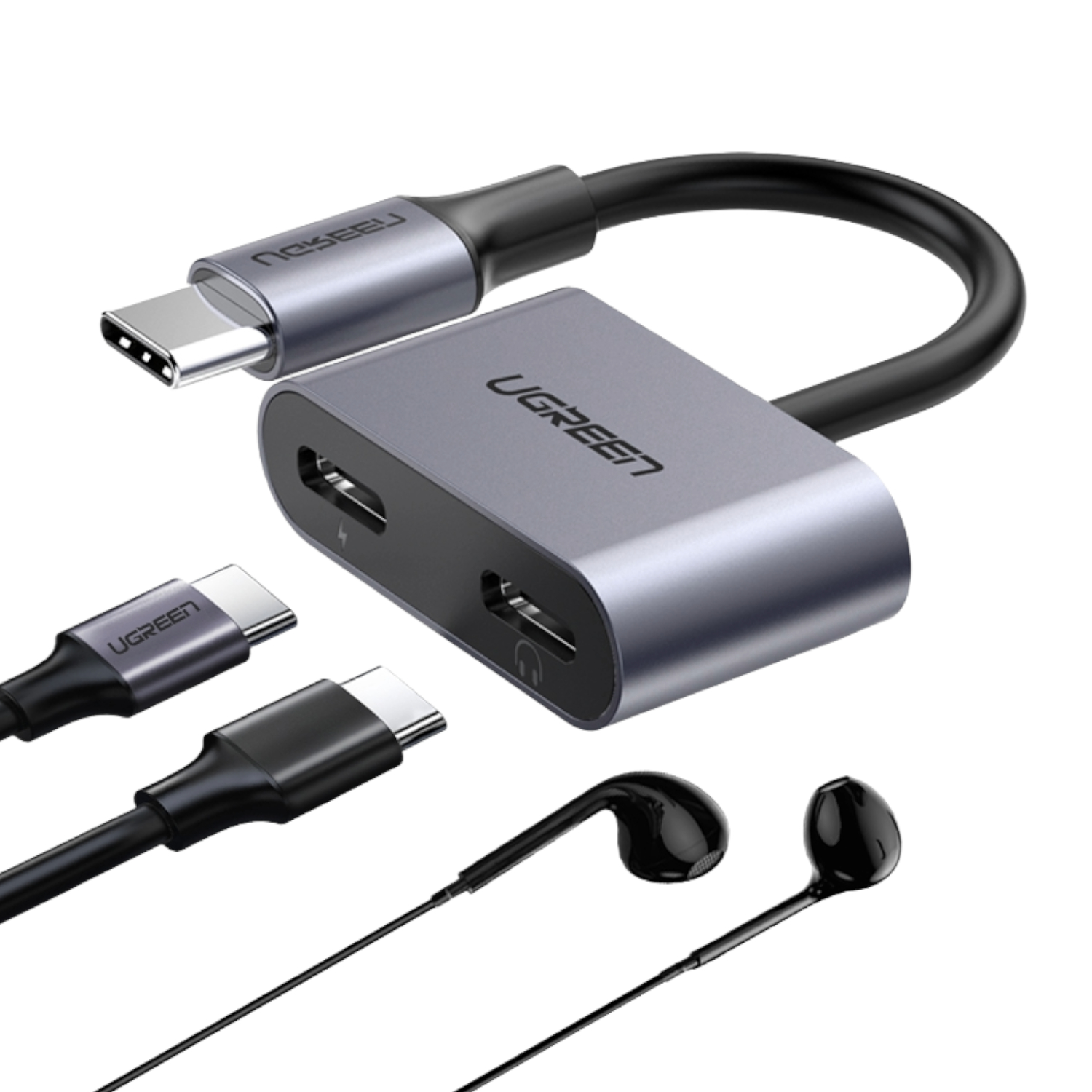 UGREEN USB Type-C Dual Audio and Charging Adapter (15W PD, 2-in-1 Splitter) - Image 2