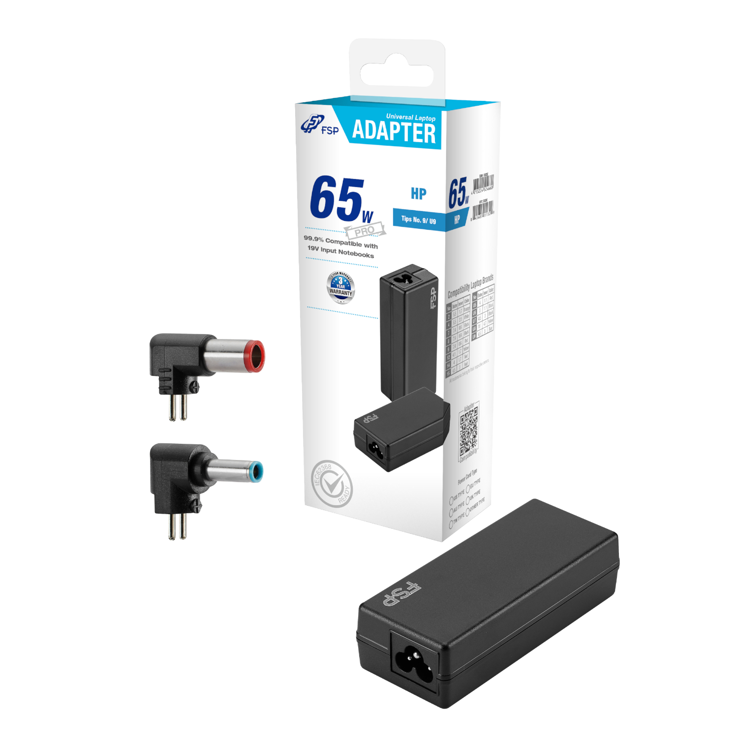 FSP PRO 65W Universal Laptop Adapter - HP