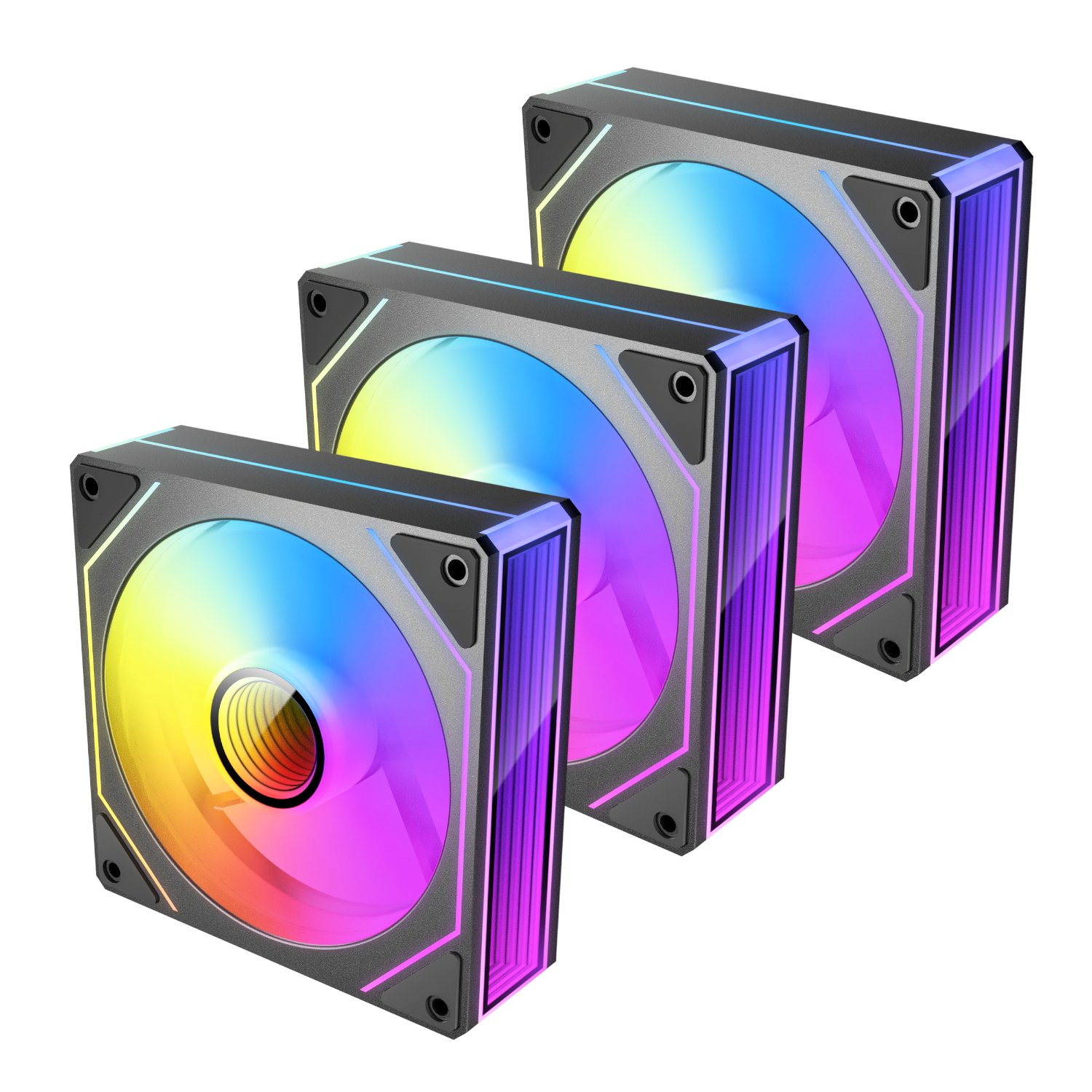 Antec VISION PWM 120mm ARGB Reverse Infinity Mirror Case Fan 3 Pack Black - Image 2